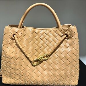 Bottega Veneta Tan Woven Shoulder Bag